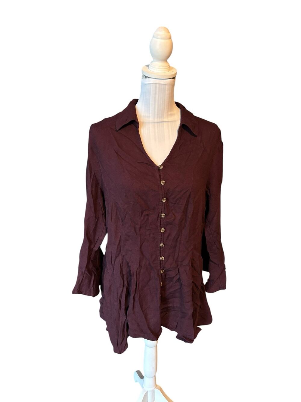 Torrid Maroon Button Down Blouse Size 0